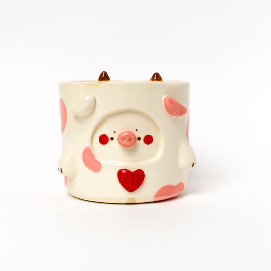 PINK COW POT (seconds sale - not foodsafe)