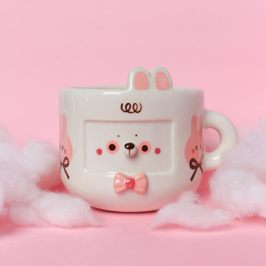 WHITE/PINK BUNNY MUG #34