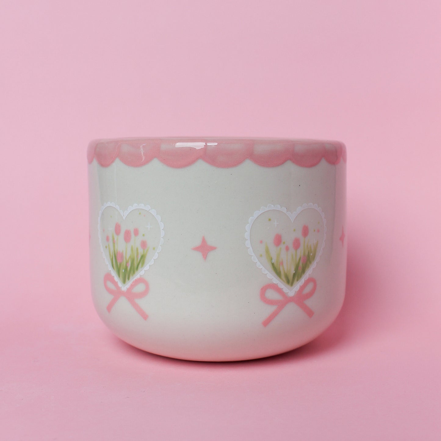 PINK FLOWER PLANTER/YARN BOWL #27