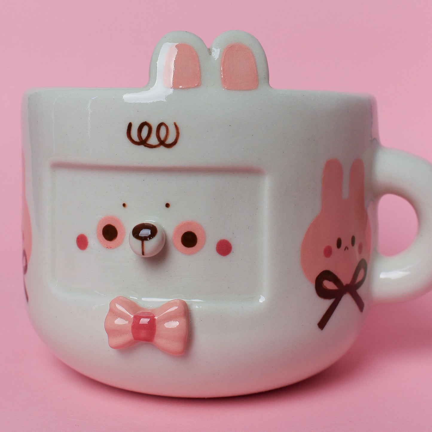 WHITE/PINK BUNNY MUG #34