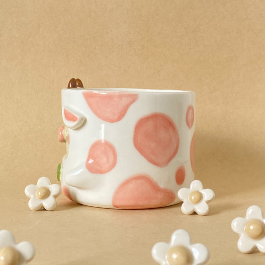 PINK BOF - COW PLANTER WITH DRAINAGE HOLE