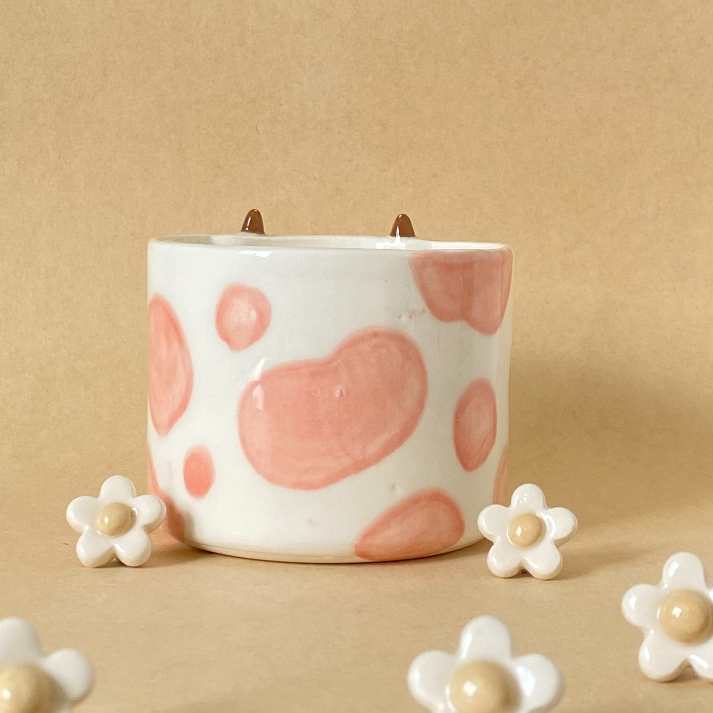 PINK BOF - COW PLANTER WITH DRAINAGE HOLE