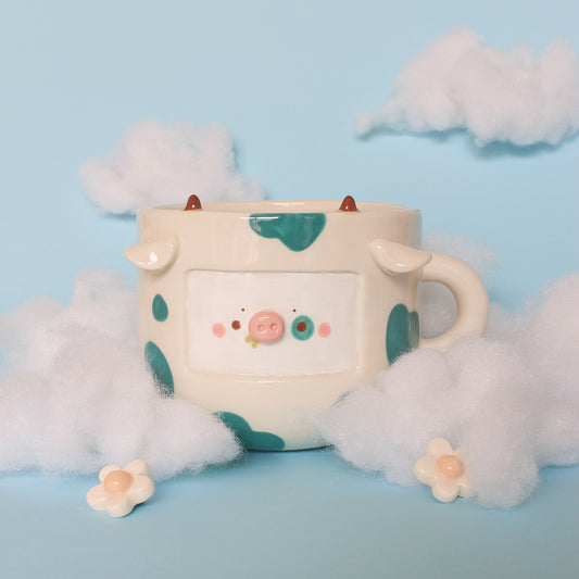 TEAL COW MUG #20