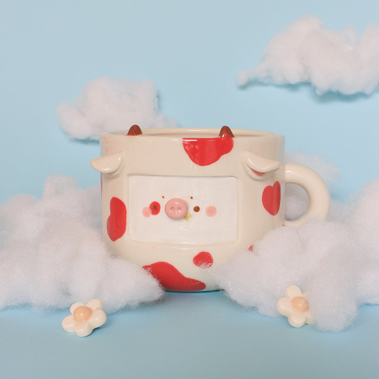 RED ORANGE COW MUG #12