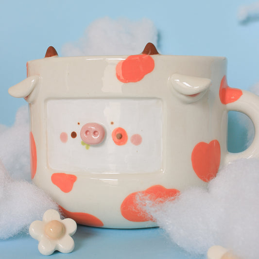 NEON ORANGE COW MUG #11