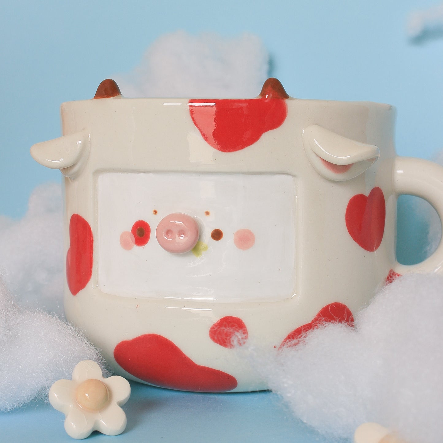 RED ORANGE COW MUG #12