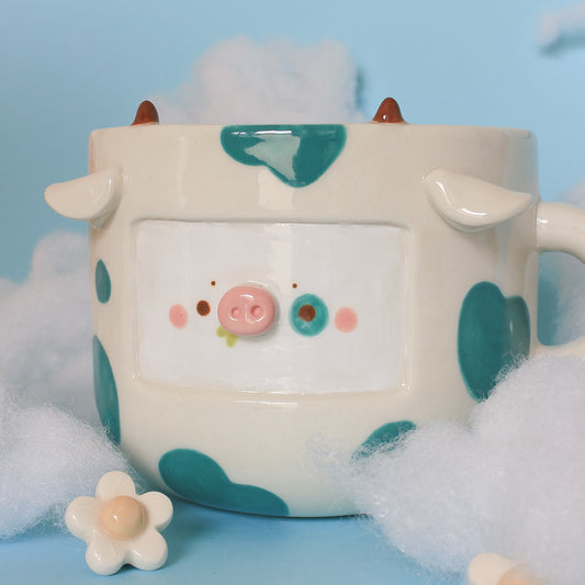 TEAL COW MUG #20